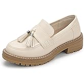 IDIFU IN2 Platform Loafers for Women Lug Sole Slip on Shoes Chunky Penny Low Heeled Loafers for Women Fall Work Business Office Party Casual Comfortable Fashion Closed Toe Dress Shoes with Tassel