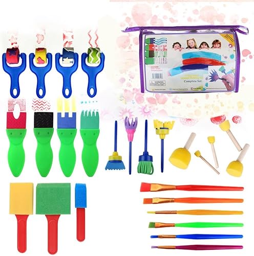 Download Lamptti 26PCS Kits de Peinture pour Enfants - Early Learning Kids Set de Peinture éponges de Peinture pour Enfants Mini Joints en éponge pinceaux Pinceau Assortis de Peinture Outils de Dessin dans PDF