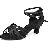 YCALCP Women Latin Dance Shoes Open Toe Performance Professional Salsa Bachata Ballroom Dance Shoes,Model WZSP811-5cm Heel
