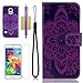 Uncle.Y Galaxy S5 Case,S5 Case, Unique Wallet PU Folio Leather Case with Sling Magnetic Buckle Flower Design for Girls for Samsung Galaxy S5 I9600 Floral E