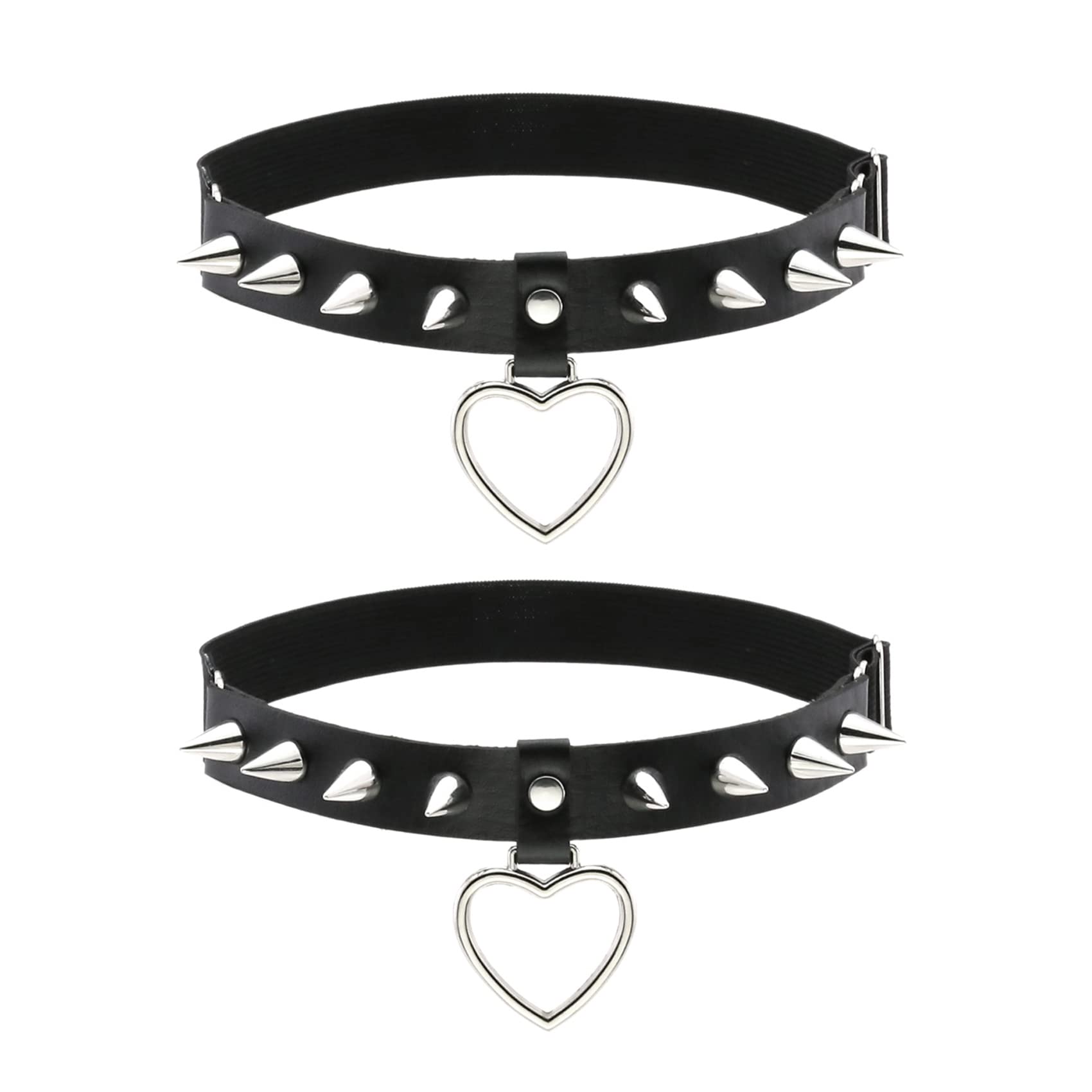 alisikee Adjustable Heart Leg Garter, Spike Thigh Garters Belt for Women Party Birthday Valentine Gift, 2PCs