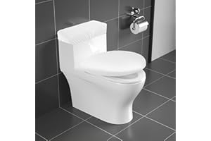 AZHCHKE Toilet Tank Lid Cover, Bathroom Stretch Washable Spandex Toilet Tank Protector Cover with Elastic Bottom, White