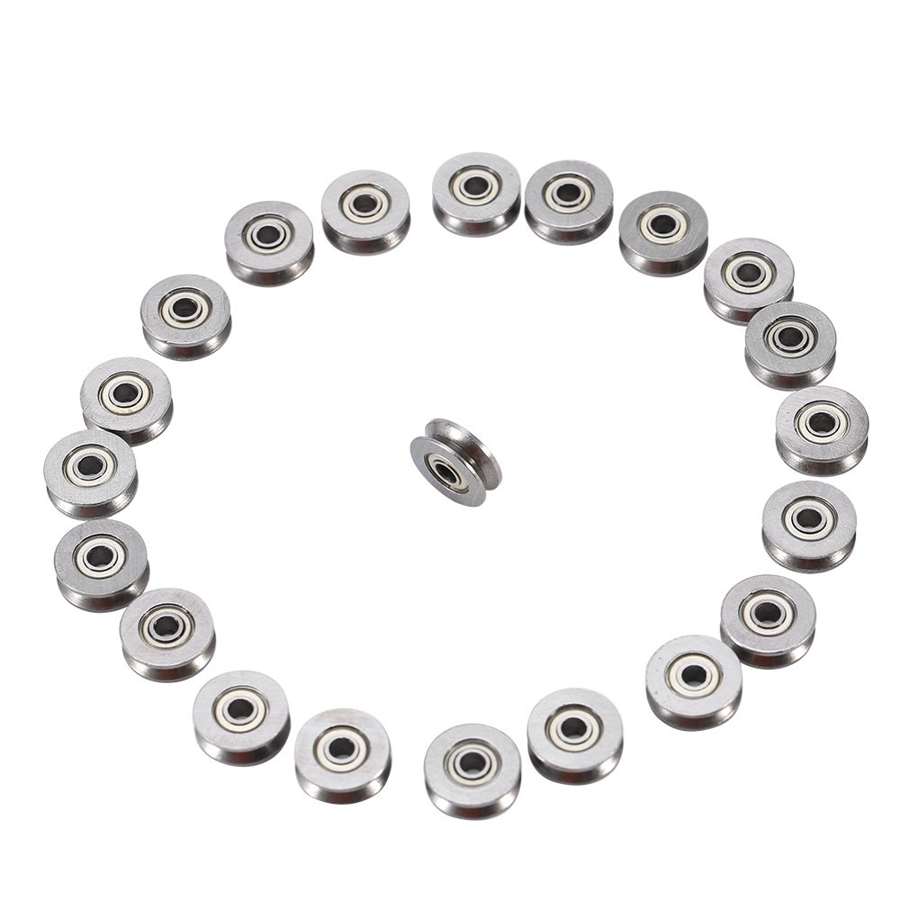 20 Pack V623ZZ Miniature Steel V-Groove Guide Pulley Ball Bearings 3x12x4mm for Smooth Rail Track Linear Motion Systems
