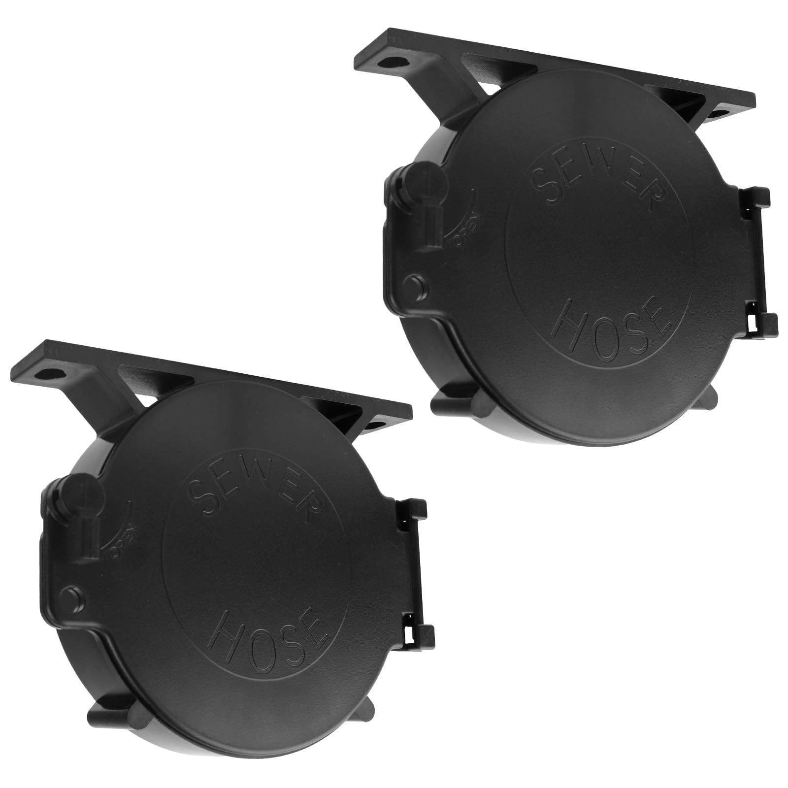 Photo 1 of 2 Pack RV Super Tube Replacement Hatch Door with Bracket RV Sewer Hose End Caps, Replacement Hatch Sewer Hose Carrier Cover for RV Sewer Hose Storage Tube