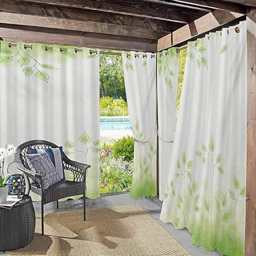 Anmaseven - Cortinas para patio con diseño de follaje fresco