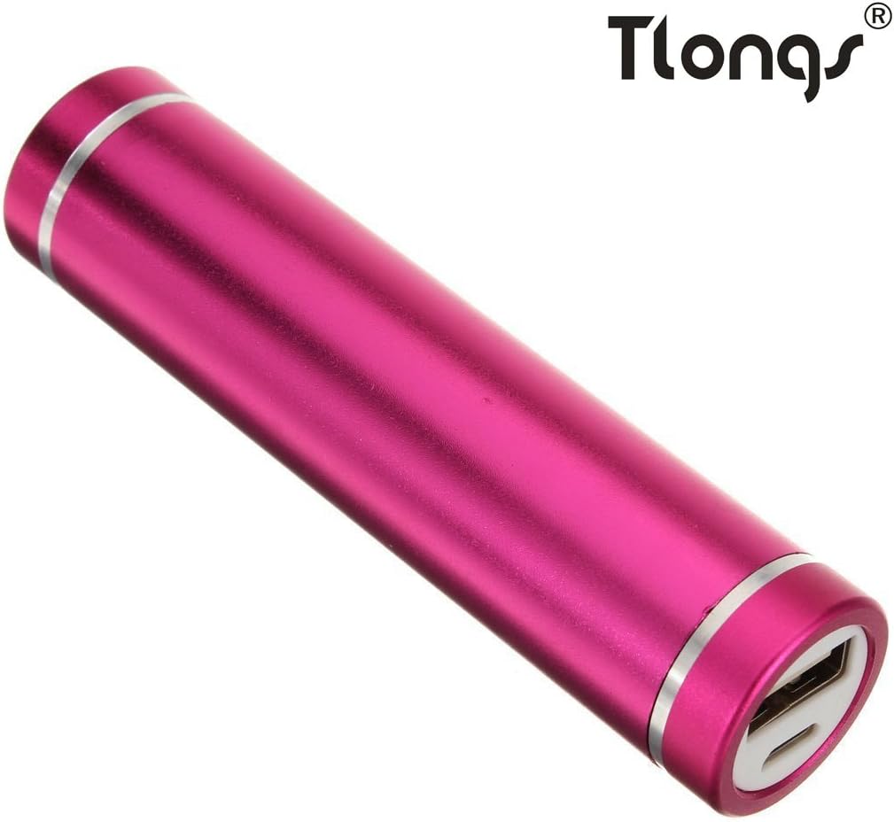 Tlongs 2600mAh Premium Aluminum Portable Charger Lipstick-Sized External Battery Power Bank for iPhone6 6S 6Plus iPhone5S, iPad Air mini, Samsung Galaxy Note5 4 3 S6 Edge HTC LG and More (Pink)