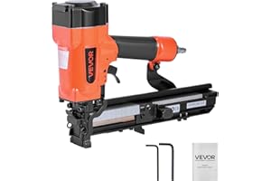 VEVOR Pneumatic Staple Gun, 16 Gauge 1-inch Wide Crown Pneumatic Stapler 5/8" to 1-1/2" Length, 70-120PSI Air Staple Gun with Two Firing Modes for Roof Decking, Wall Sheathing, Fencing, Subflooring