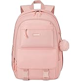 WINDARS Backpacks for Girls, 15.6 Inch School Bag Cute Waterproof Laptop Bookbag Large College Backpack for Teen Women Students Anti Theft Travel Daypack, Pink