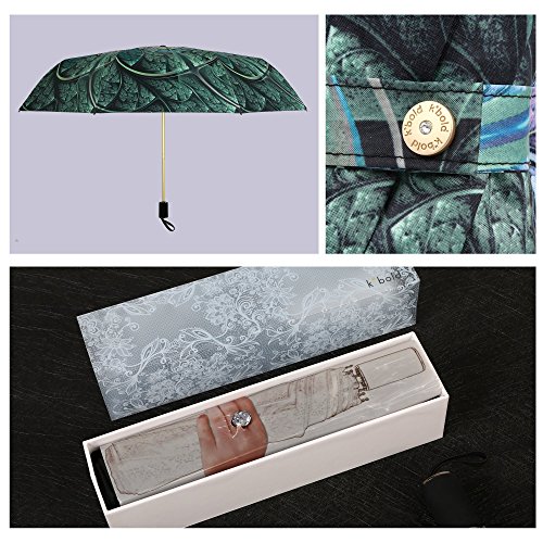 Kobold Folding Teflon Coating Windproof Double Canopy Umbrella Flower Lightweight Anti-UV Sun Rain Umbrellas for Women Men