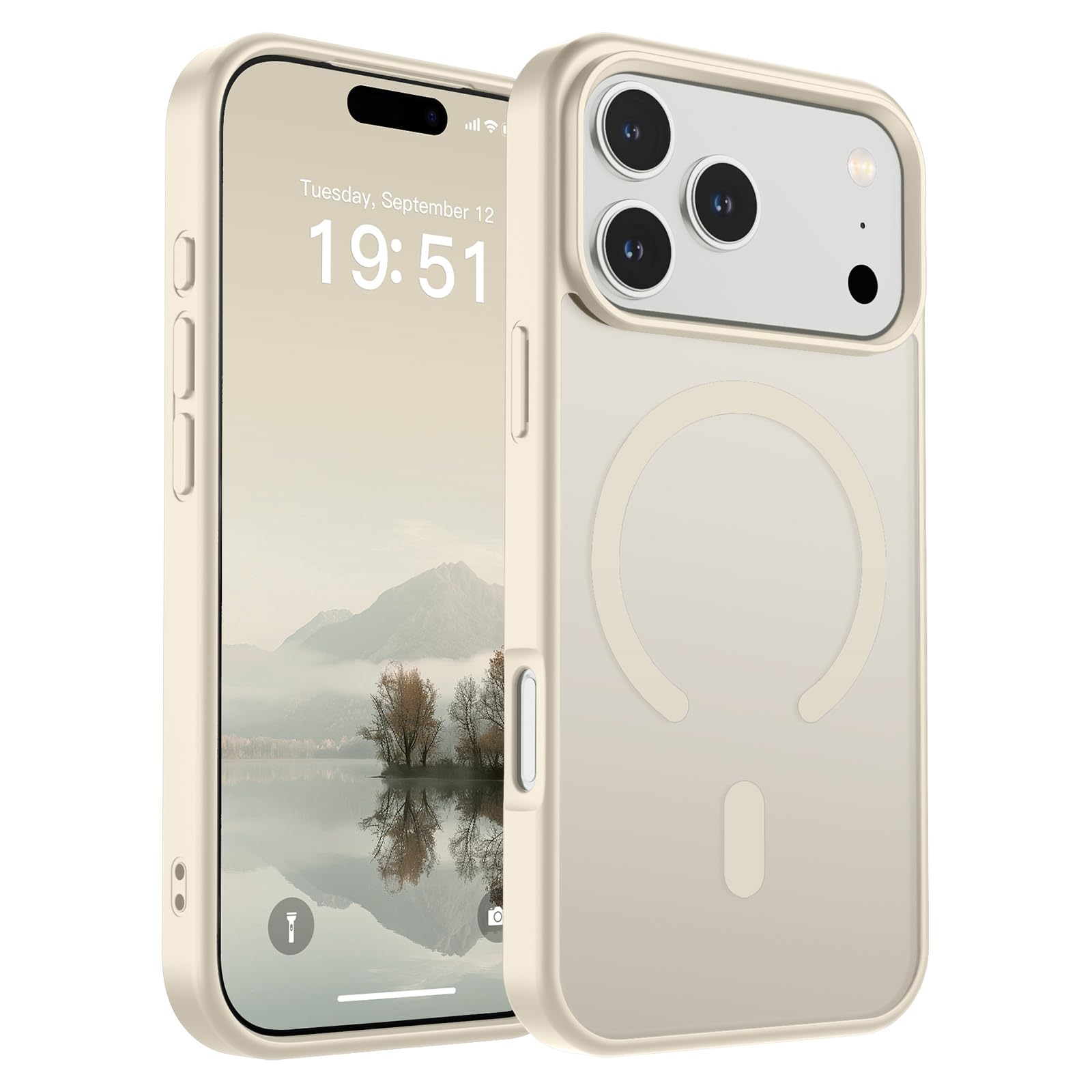 Photo 1 of SUPFINE Magnetic for iPhone 17 Pro Case (Compatible with MagSafe)(Military Grade Drop Protection) Translucent Matte Shockproof with Anti-Fingerprint Phone Cover 2025,Antique White