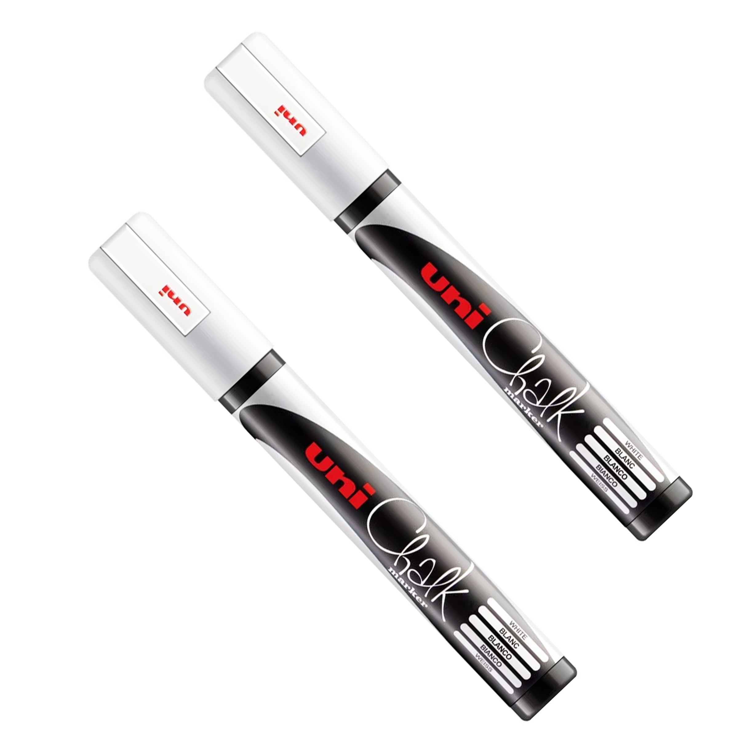 Uni PWE-5M Liquid Chalk Marker Pen - Whiteboard Blackboard Chalkboard - Non Permanent - White (2) — image 1