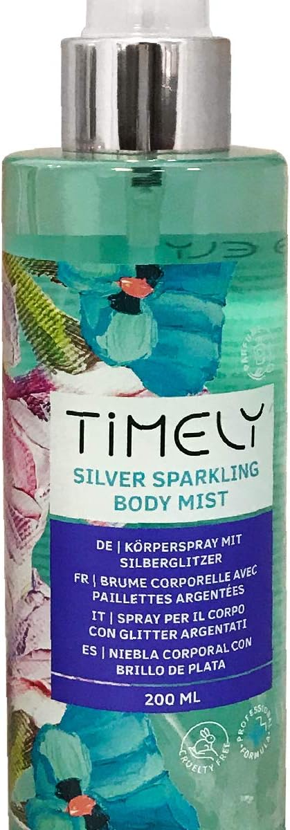 Timely - Bruma corporal plateada con fragancia sensual, 200 ml