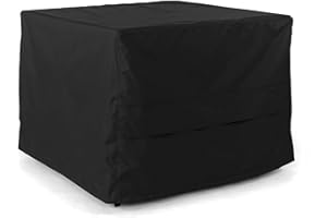 Covermates Square Ottoman Cover - Heavy-Duty Polyester, Weather Resistant, Drawcord Hem, Seating and Chair Covers, 42W x 42D x 25H, Ripstop Black