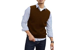 Mens V-Neck Knitted Sweater Vest Sleeveless Pullover Knitwear Loose Fit Sweater Tops