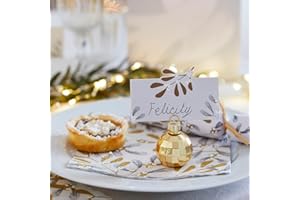 Talking Tables 6 x Reusable Gold Disco Ball Glass Place Card Holders for Christmas Dinner Table, Nye Parties – Ideal Wedding Party Table Decorations
