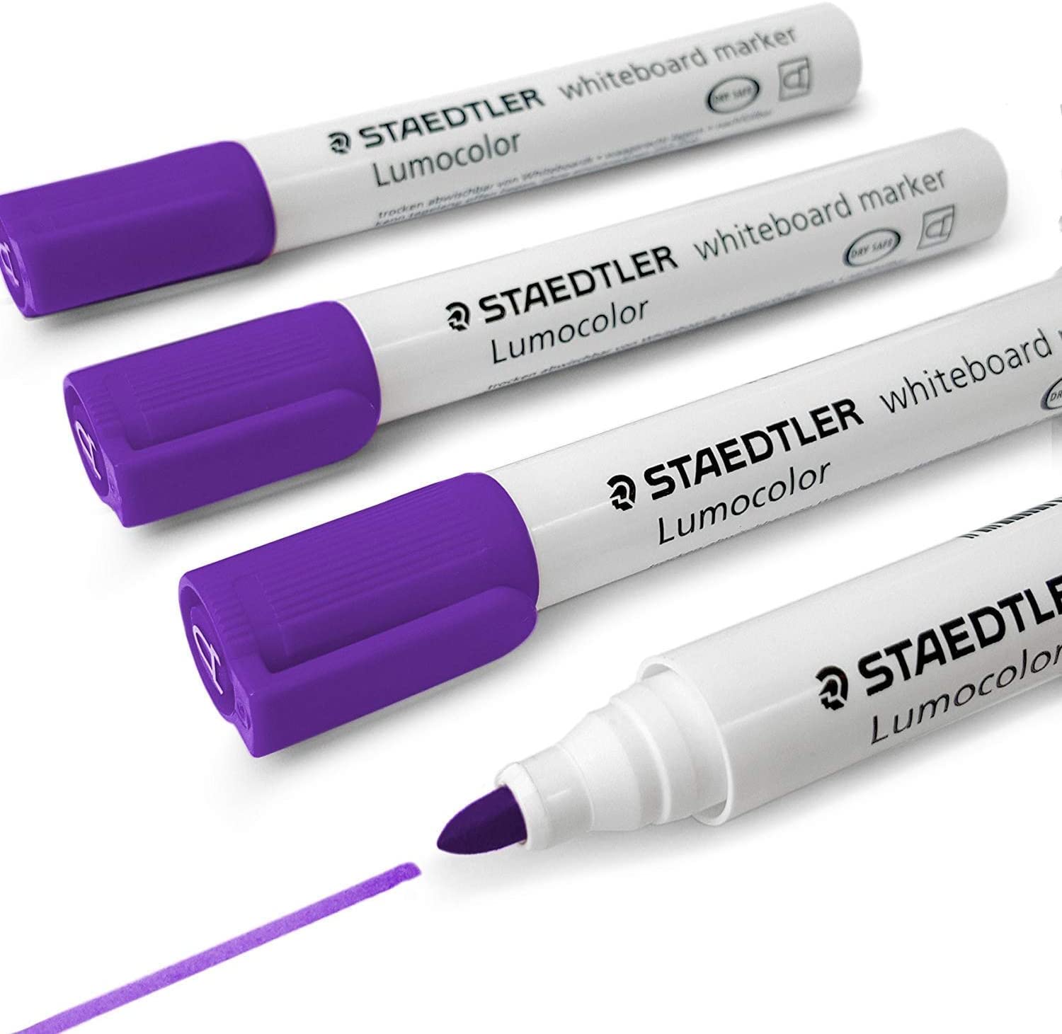 Staedtler Lumocolor Whiteboard Marker Pens 351 - Dry Erase Correction Pen - Bullet Tip - Pack of 4 x Purple