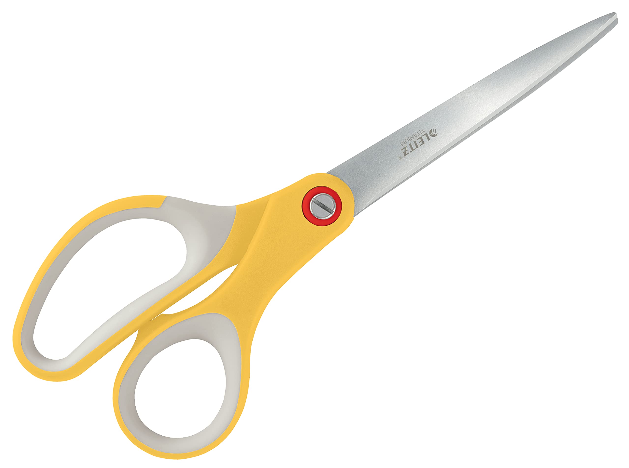 Leitz Ambidextrous Office Scissors, Premium Titanium Coated Stainless Steel, Ultra Sharp, Precision Cutting, Ergonomic Soft Handle Grip, Home/Office Use, Cosy Range, Warm Yellow, 53320019