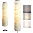 Modern Floor Lamp, Dimmable 3 Levels Brightness Paper Tall Lamp Standing Lamps with Lampshade, 55'' Minimalist Floor Lamps for Office, Kids Room, Reading, Home Decor (White)