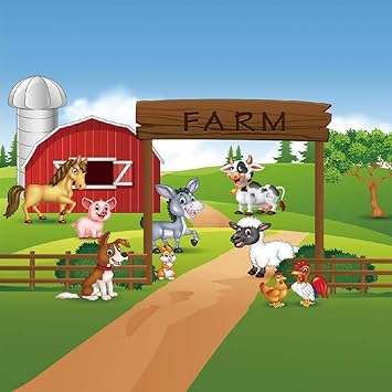 Amazon Com Seamless Cartoon Animals Red Farm Backdrop Children