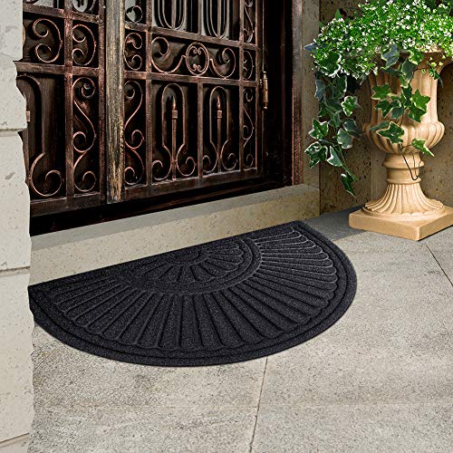 image for Mibao Half Round Door Mat, Non-Slip Welcome Entrance Way Rug, Durable 