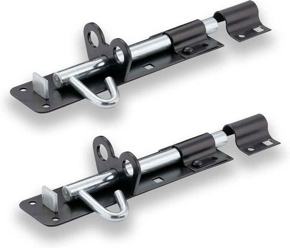 XFORT 2 Pack Brenton Strong Sliding Lockable Padbolt 100mm Black Shed Gate