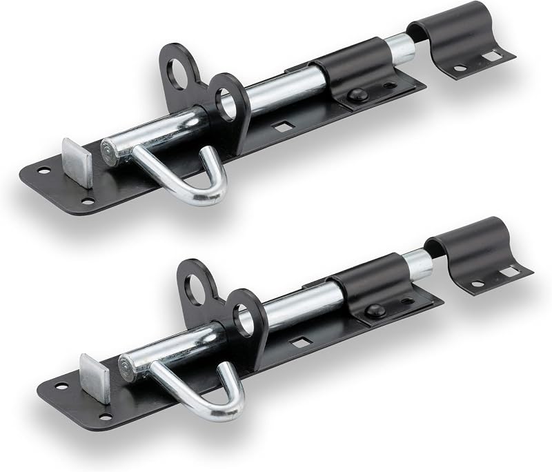XFORT 2 Pack Brenton Strong Sliding Lockable Padbolt 100mm Black Shed Gate