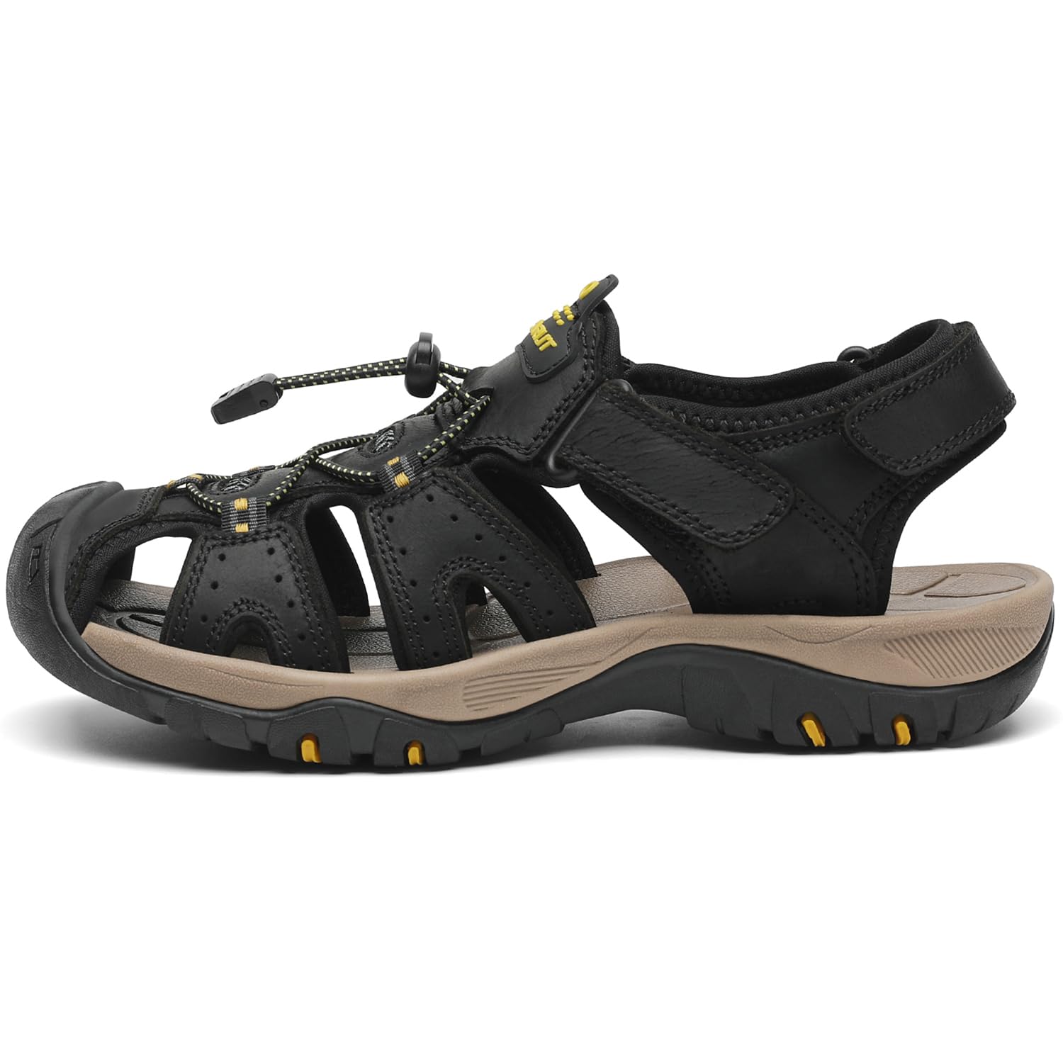 FLARUT Sandalen Herren Outdoorsandalen Sommer Wanderschuhe Trekkingsandalen Leder Strand Wandersandale Laufschuhe Lässige Sneaker Sportsandalen(schwarz,43) 3