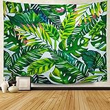 Heopapin Tapestry Palm Tapestry Wall Hanging Palm Tree Leaves Wall Tapestry Watercolor Leaf Print Tapestry Green Tropical Leaves Wall Hanging Banana Leaves Tapestry for Living Room Bedroom Dorm Deco
