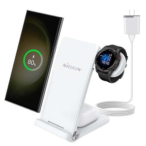 Nillkin in Wireless Charging Station Compatible with Garmin Watch  Instinct Fenix Forerunner Epix 2, Foldable 18W Charger Stand for Galaxy  S25