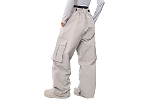 YEEFINE Men and Women's Snow Snowboard Pants Loose Fit Insulated Waterproof Unisex Baggy Cargo Ski Pants Bibs Warm Winter