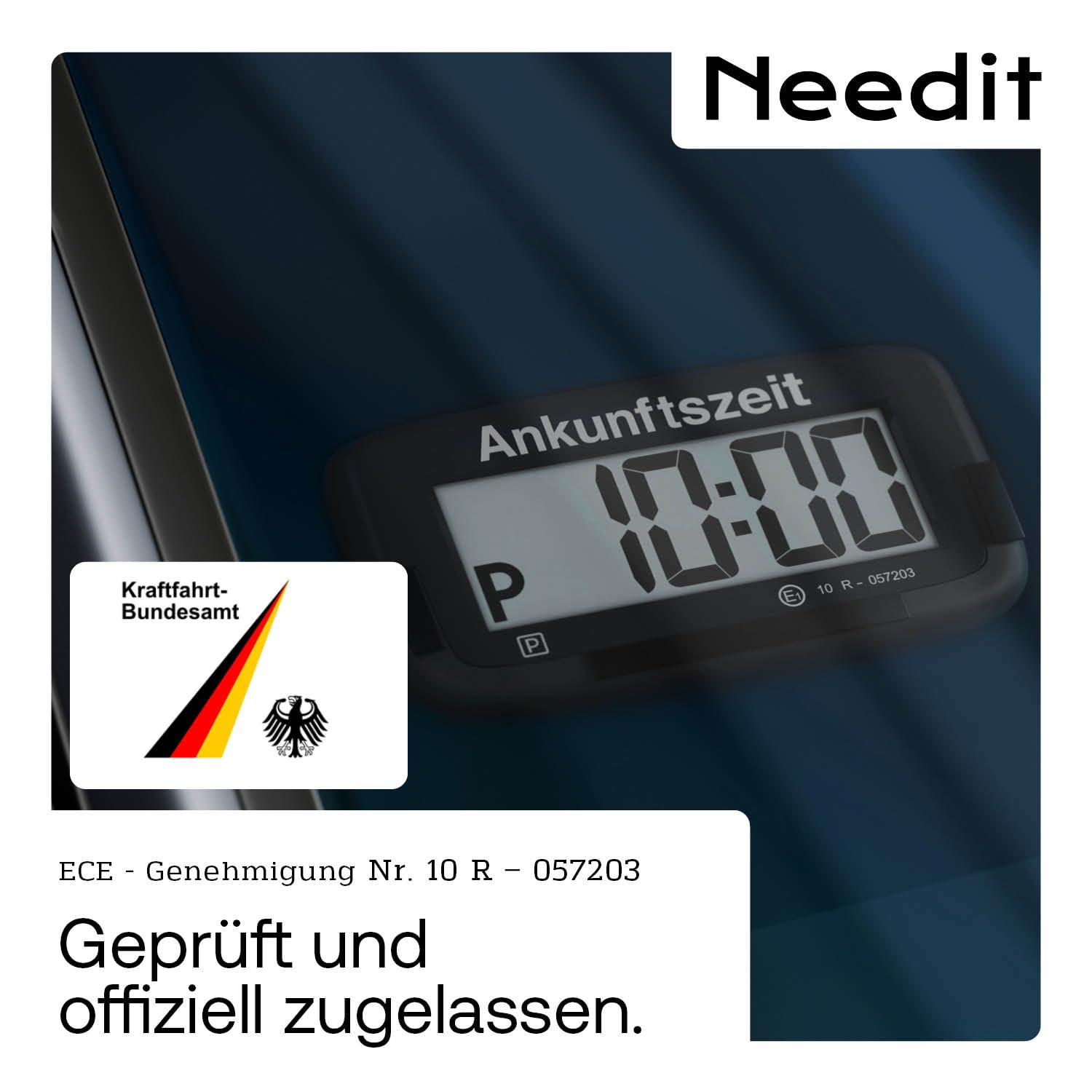 Needit elektronische Parkscheibe Park Micro I die weltweit dünnste automatische Parkscheibe mit KBA-Zulassung I kompakte, Digitale Parkuhr mit gut lesbarem Display I langlebige Batterie, 9,4 mm dünn 4
