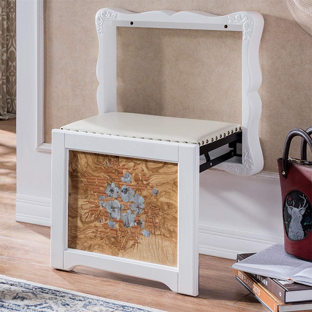 Gohhk Folding Shoe Bench Wall Mounted Solid Wood Shoe Changing Chair Handmade 3d Carved Comfortable Seat Cushion For Entrance And Living Room Amazon Co Uk Kitchen Home