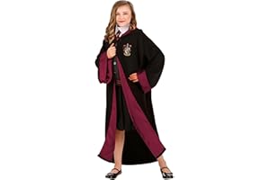 FUN COSTUMES Deluxe Harry Potter Hermione Granger Costume for Kids, Hermione Gryffindor Robe, Hooded Wizard Robe Outfit