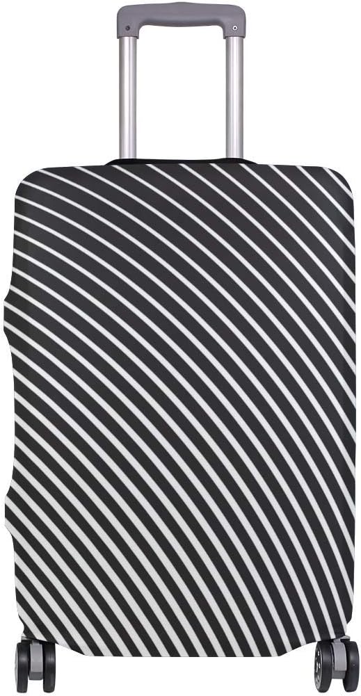 black and white striped suitcase