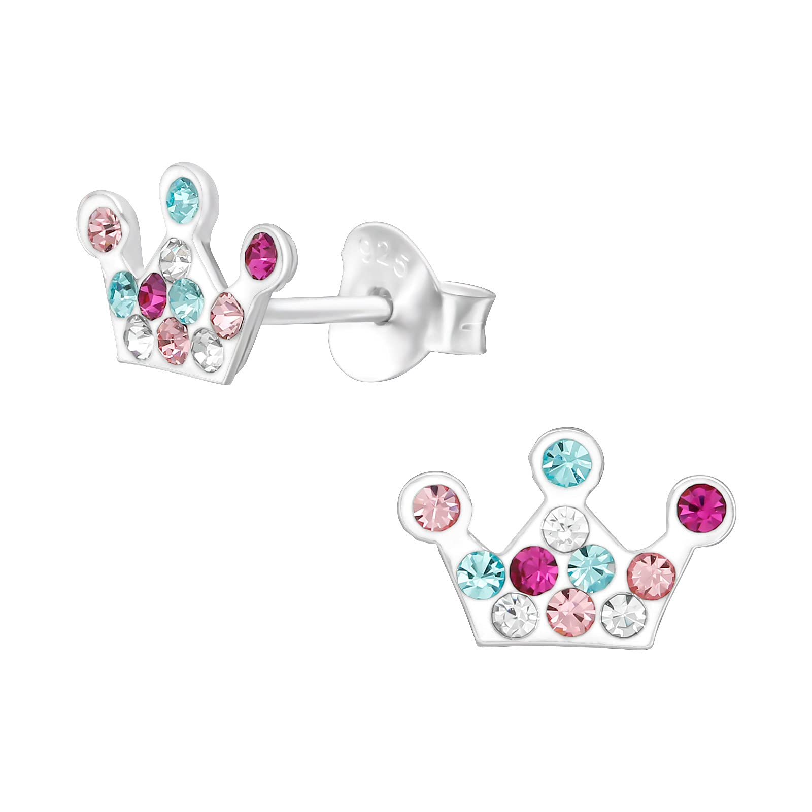 925 Sterling Silver Women 925 Sterling Silver Crown Stud Earrings for Women & Girls – Everyday Jewellery Gift Boxed