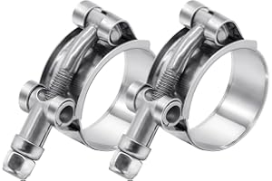 AKIHISA 2 Pack 0.75 inch T-Bolt Hose Clamps, Stainless Steel_304 Working Range 28mm-34mm for 0.75" Hose ID, Turbo Intake Intercooler Clamp for Automotive