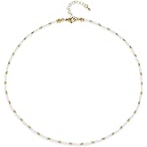 BXDA Gold Seed Beaded Necklaces for Women, Boho Handmade Adjustable Colorful Beads Choker Summer Beach Jewelry Gift.