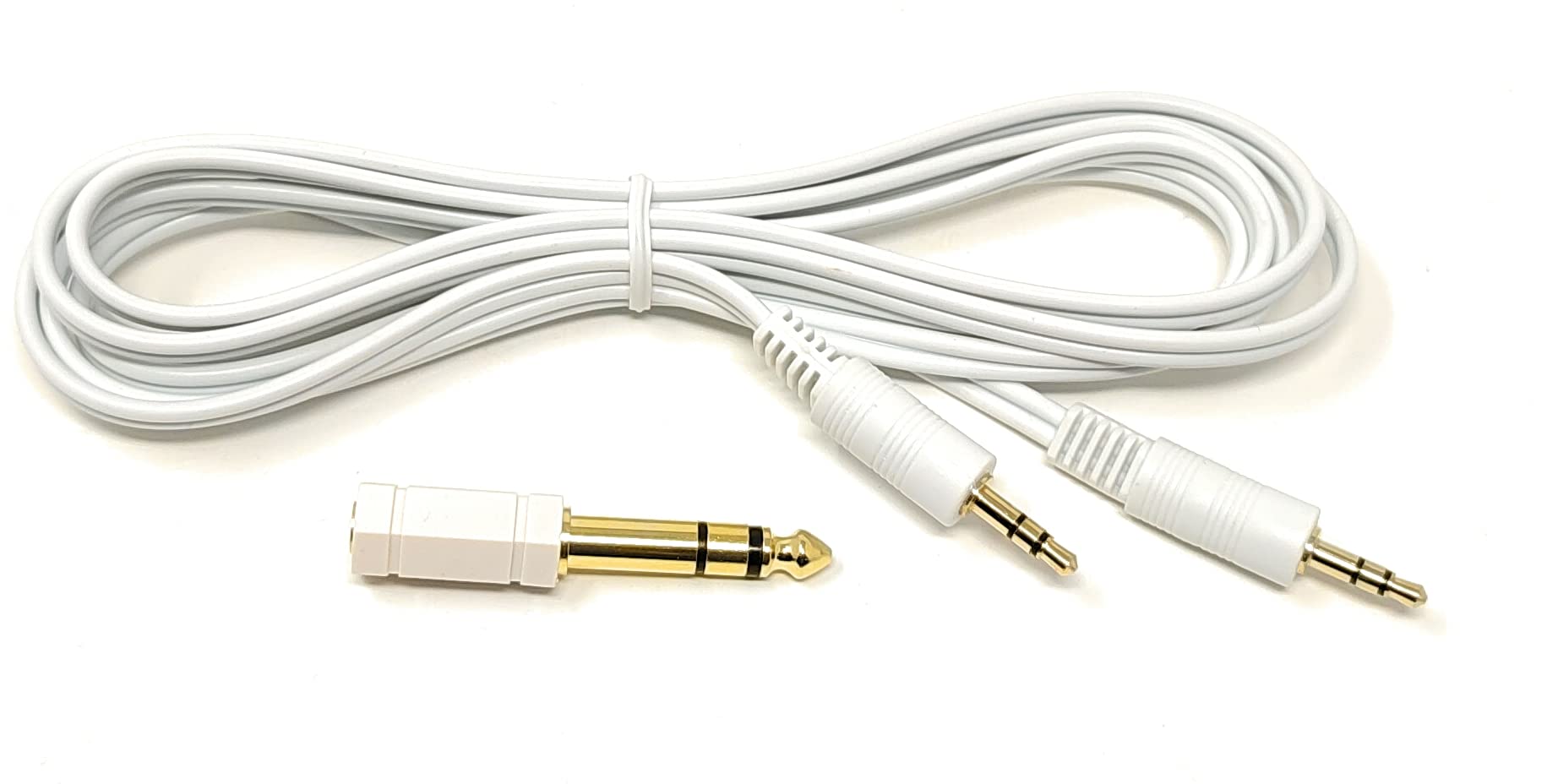 Maincore 2in1 2m 3.5mm to 3.5mm Stereo AUX Audio Cable Lead With 3.5mm to 6.35mm adapter (White)