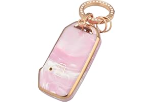 OFFCURVE for Kia Key Fob Cover Key Fob Case Cover Holder for Kia Ceed Cerato Forte NIRO Seltos Sorento Soul Sportage Telluride K5 Accessories Smart Keyless Remote Key Protector, Pink/Pattern Random