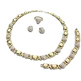 Hugs And Kisses Necklace Set - Necklace Set - Gold Plated Necklace Set - Gold Plated Earrings Ring Bracelet Necklace