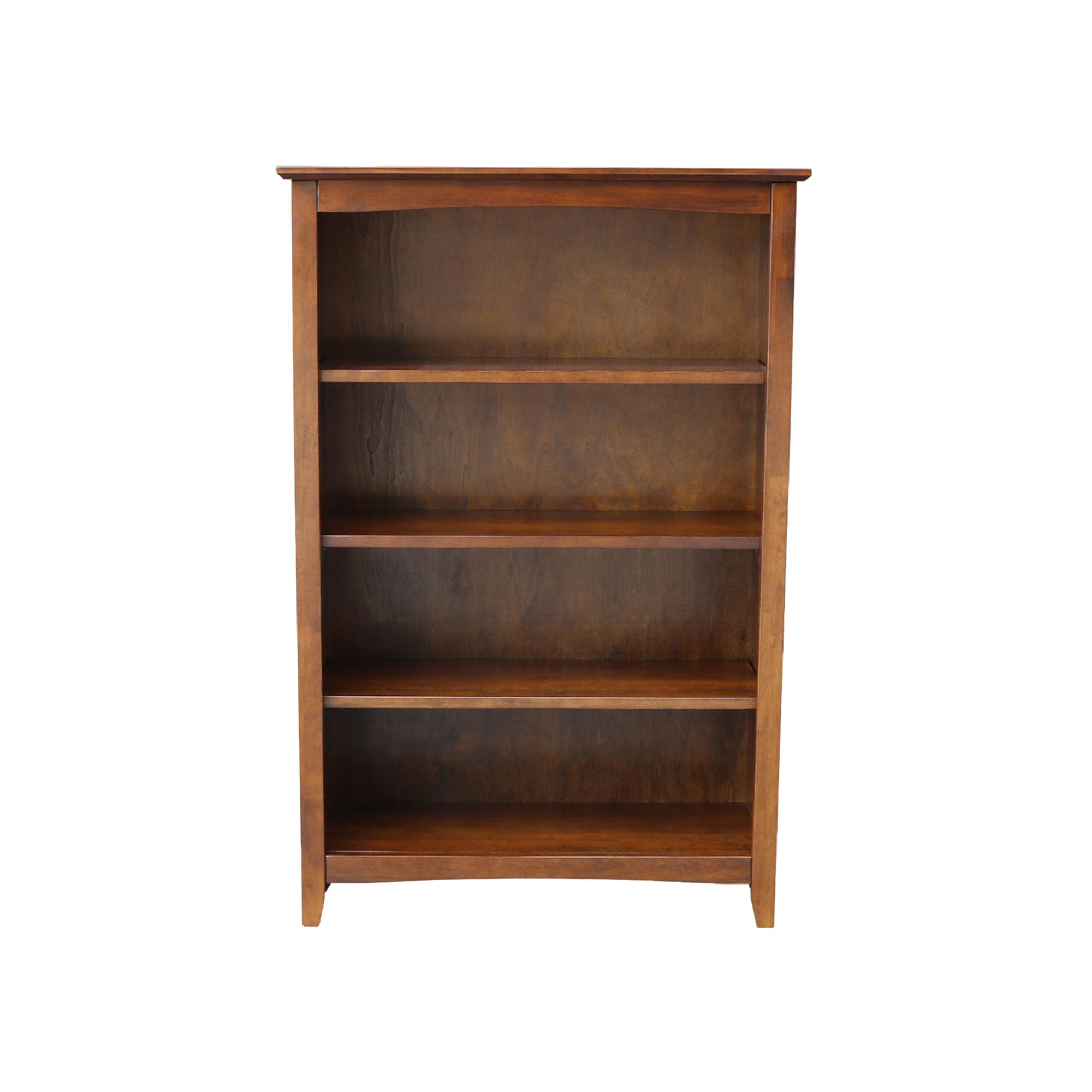 Solid Wood Bookcase 48" High, Adjustable Shelves, Parawood Construction, Easy Assembly, Kitchen/Dining Storage Furniture Image