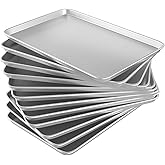 CROSSON 16× 24 Inch Cookie Sheet Pans Set of 12-Baking Tray Jelly Roll Pan Set Commercial Grade Aluminum Coated Statinless Steel Bun Pan for Oven,Freezer,Bakery Hotel Restaurant