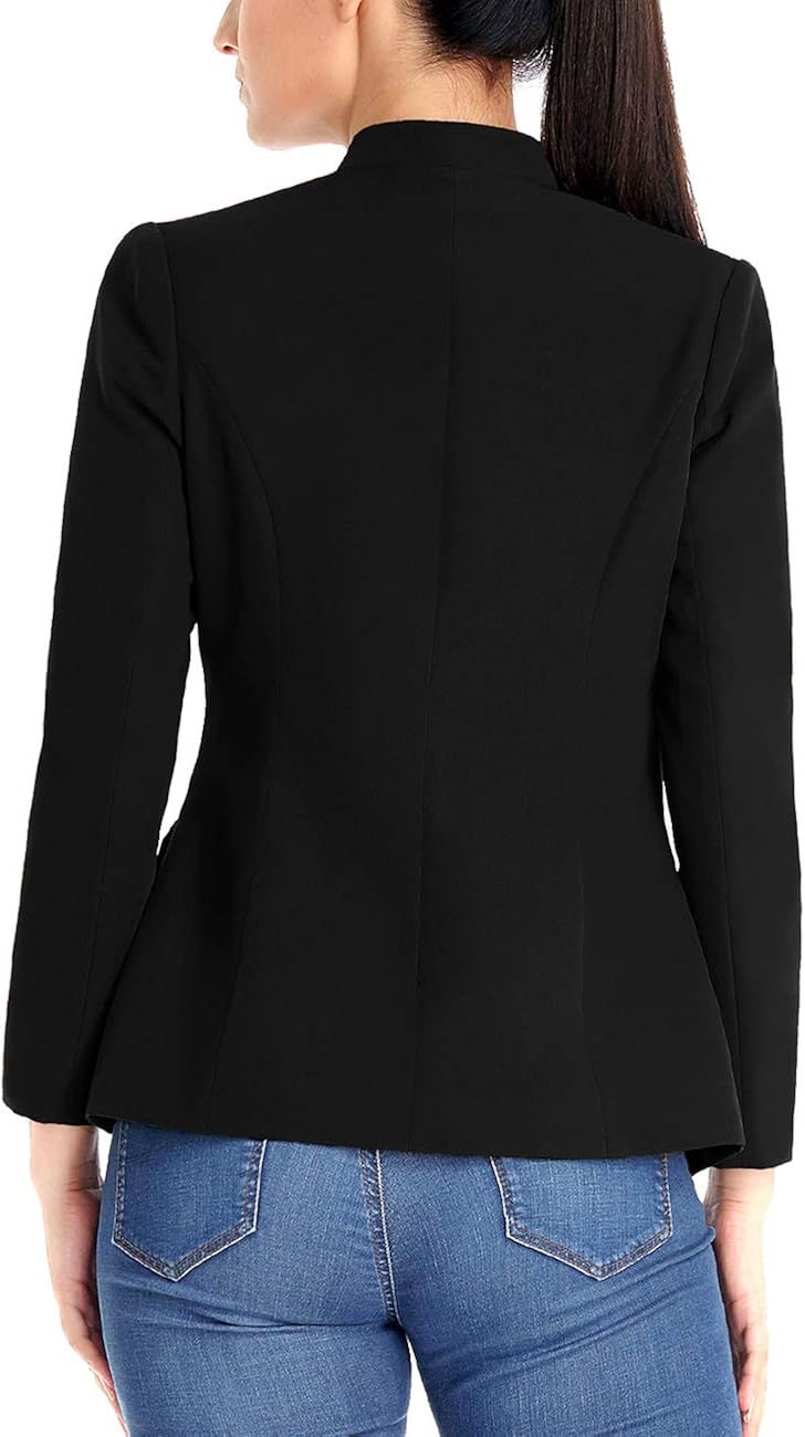 luvamia Women's Open Front Long Sleeves Work Blazer Casual Buttons Jacket Suit at  Women’s Clothing store