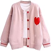 FindThy Women's Cute Cardigan Sweater Kawaii Love Heart Print Y2K Button Knitted Outerwear