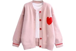 FindThy Women's Cute Cardigan Sweater Kawaii Love Heart Print Y2K Button Knitted Outerwear