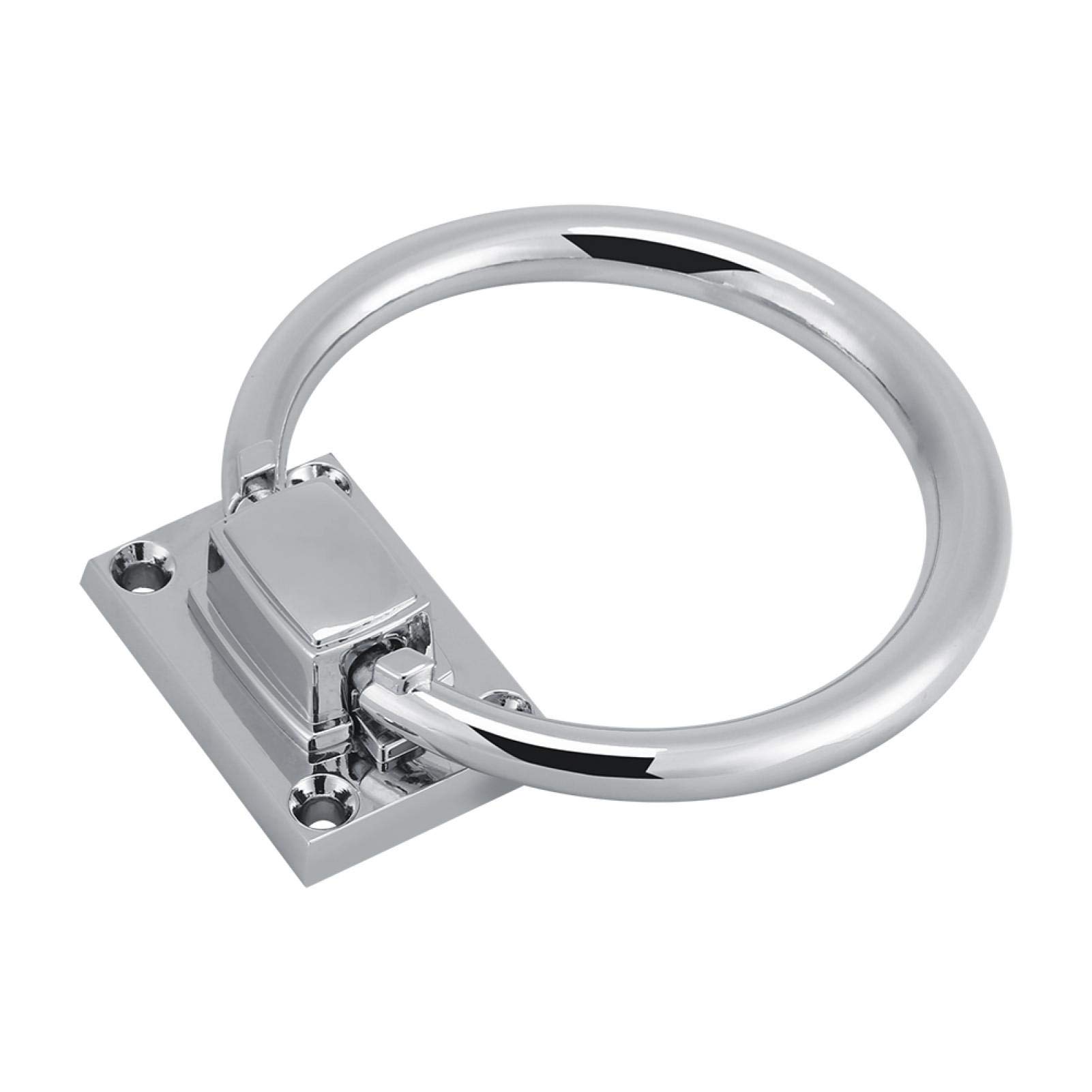 Chrome Plated Metal Pull Ring, Shiny Silver Drop Pull Ring Wooden Door Knocker Chair Pulls Handle 111×56x38mm, Embedded Round Pull Ring with Screw