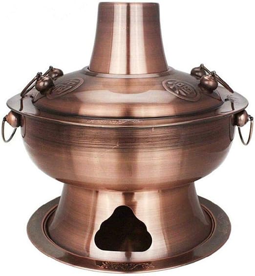 ASYGUO Vintage Hot Pot Shabu Steamboat Copper Charcoal Chinese Cooker