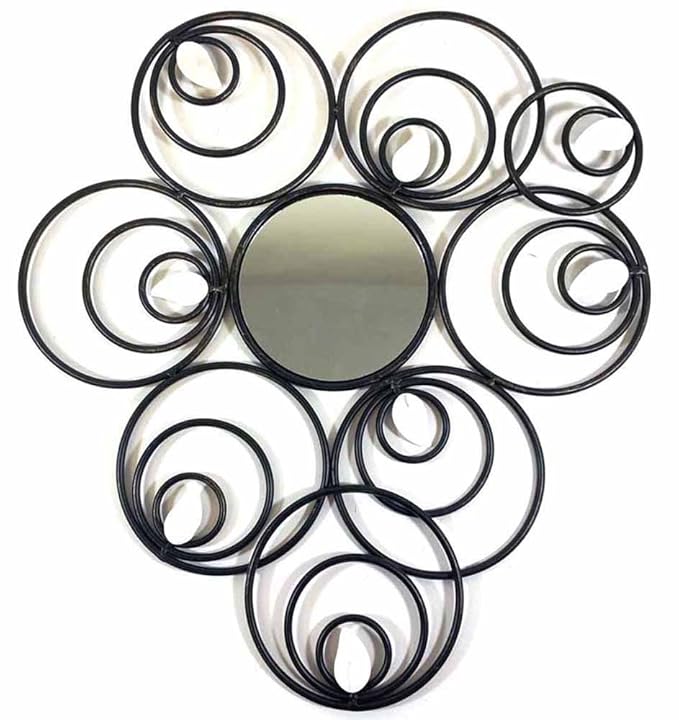 NEW Metal Wall Art Décor Sculpture Mirror Circle Disc Mirror Abstract Amazon.co.uk Kitchen