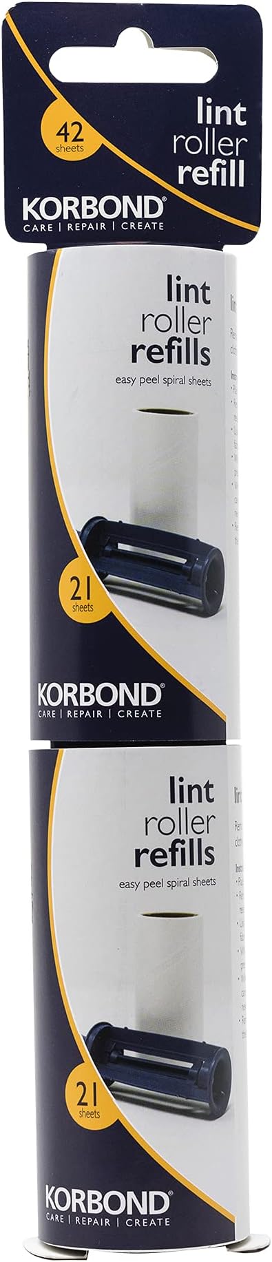 Korbond 6m Lint Roller Twin Refill Pack 42 Sheets Blue White 2 Pack