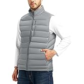 TBMPOY Men's Lightweight Puffer Vest Outerwear Puffy Winter Warm Zipper Outdoor Sleeveless Jacket for Running Travel